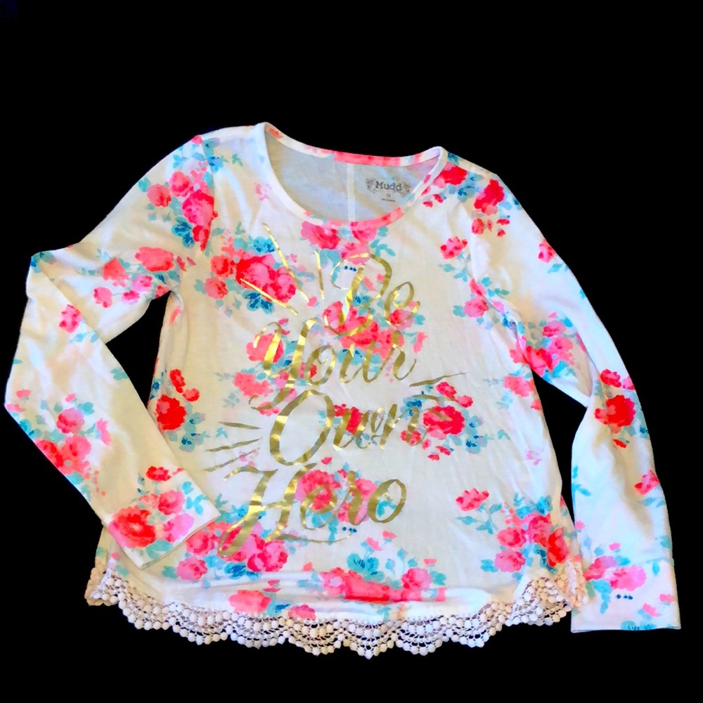Mudd size 14 girls lightweight “Be Your Own Hero” shirt